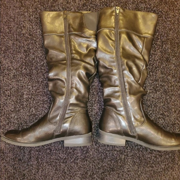 Nine West Leonora Black Leather Knee High Slouchy Boots - Picture 6 of 11